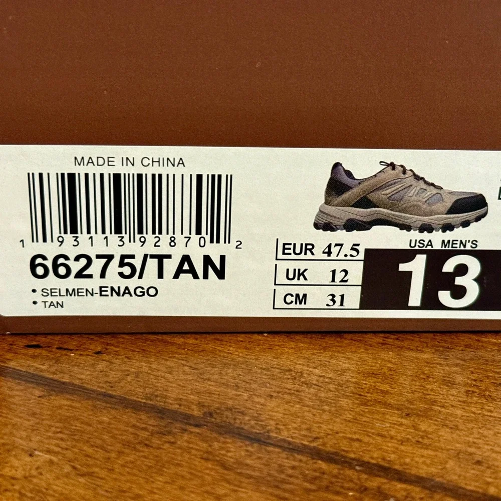 Skechers Waterproof Relaxed Fit Tan Selmen Enago Trail Shoes- Men's 13 Tan Black